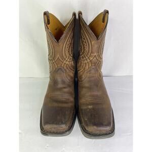 Ariat Youth Western Cowboy Boots Size 3 Brown Leather Embroidered Square Toe